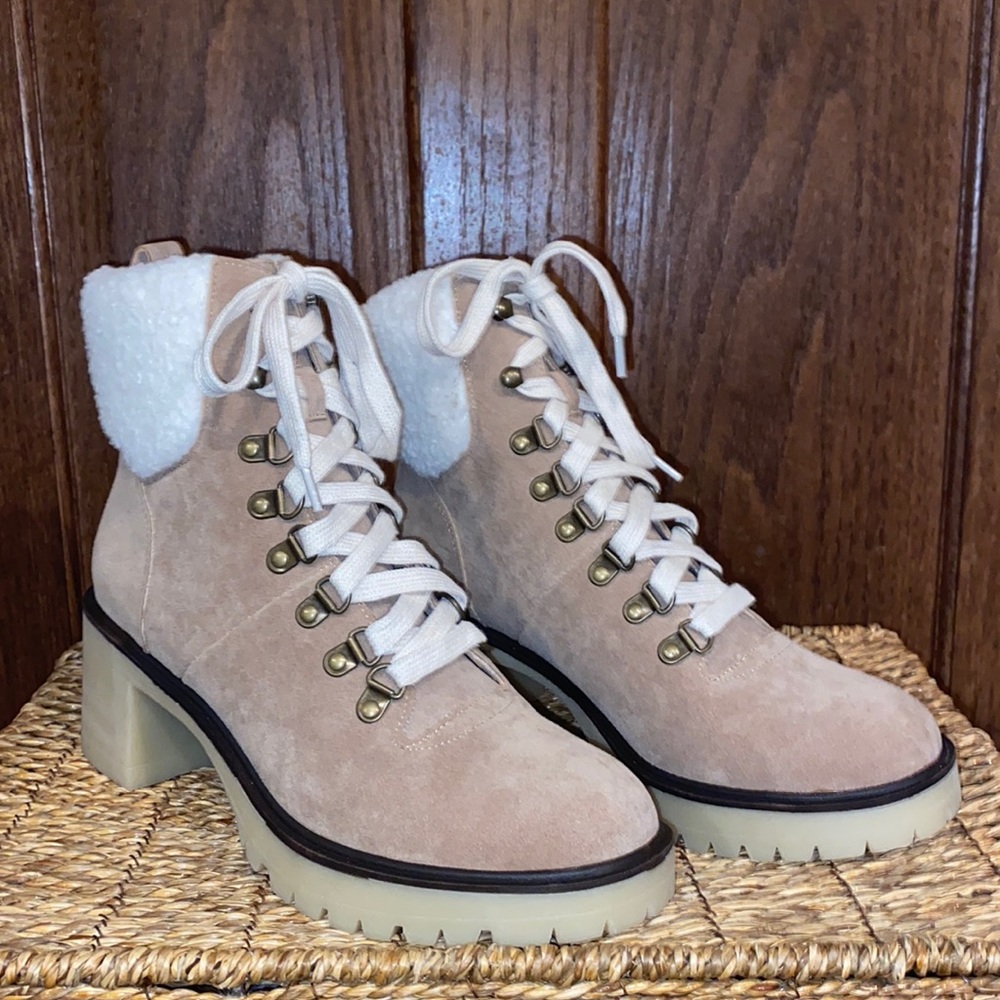 Mi.iM Tan Women’s Suede Combat Boots